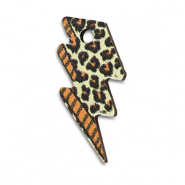 Houten bedels bliksem Off white-orange-brown