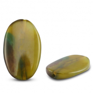 Natuursteen kralen agaat ovaal Transparent green-brown