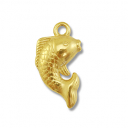 Roestvrij stalen (RVS) Stainless steel bedels vis Gold
