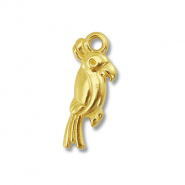 Roestvrij stalen (RVS) Stainless steel bedels papegaai Gold