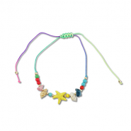 Trendy enkelbandjes mixed beads Multicolour-gold