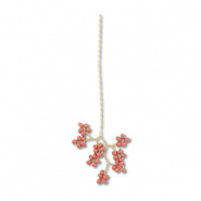 Hangers van glaskralen bloem Gold-mauve pink