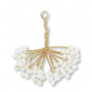 Hangers van glaskralen bloem Gold-white