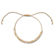 Trendy armbanden mixed beads Light brown-gold
