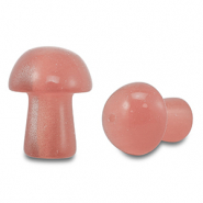 Natuursteen kralen glas paddenstoel Light coral red