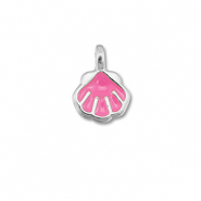 Bedels DQ metaal schelp Magenta pink-Antiek zilver (nikkelvrij)