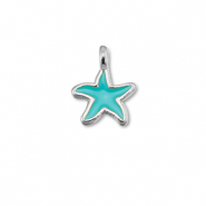 Bedels DQ metaal zeester Turquoise blue-Antiek zilver (nikkelvrij)