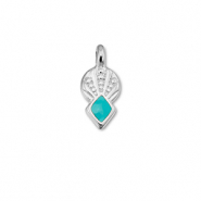 Bedels DQ metaal ruit Turquoise blue-Antiek zilver (nikkelvrij)