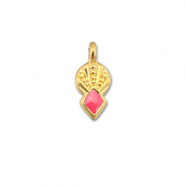 Bedels DQ metaal ruit Coral red-Goud (nikkelvrij)