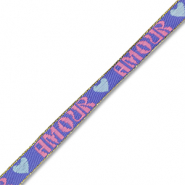 BY31&reg; Lint met tekst "Amour" Lavender blue-pink-light blue-gold
