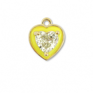Brass TQ metaal bedels hart Gold-neon yellow-light yellow