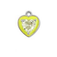 Brass TQ metaal bedels hart Silver-neon yellow-light yellow