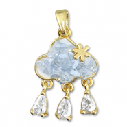 Eco-brass® metaal bedels zirkonia wolk Gold-light grey