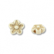 Acryl kralen bloem Off white-gold