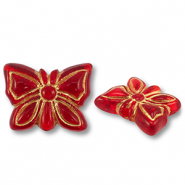 Acryl kralen vlinder Red-gold