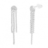 Brass TQ metaal oorbellen / oorstekers kwal Silver-transparent