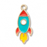 Bedels metaal enamel raket Gold-multicolour