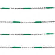 Roestvrij stalen (RVS) Stainless steel onderdelen jasseron met staaf Silver-green