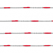 Roestvrij stalen (RVS) Stainless steel onderdelen jasseron met staaf Silver-red