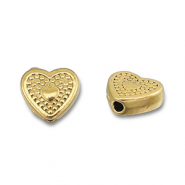 Roestvrij stalen (RVS) Stainless steel kralen hart Gold