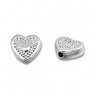 Roestvrij stalen (RVS) Stainless steel kralen hart Silver
