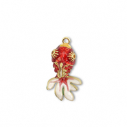 Eco-brass® metaal bedels vis Gold-red-white