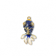 Eco-brass® metaal bedels vis Gold-dark blue-white