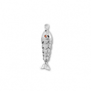 Brass TQ metaal bedels vis Silver-orange