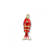 Eco-brass&reg; metaal bedels vis Gold-red-white