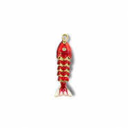 Eco-brass&reg; metaal bedels vis Gold-red-white
