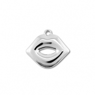 Roestvrij stalen (RVS) Stainless steel bedels kiss Silver