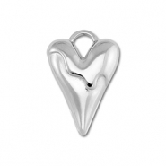 Roestvrij stalen (RVS) Stainless steel bedels hart Silver