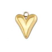 Roestvrij stalen (RVS) Stainless steel bedels hart Gold