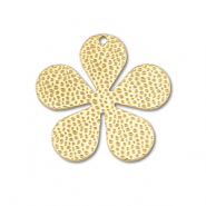 Roestvrij stalen (RVS) Stainless steel bedels bloem Gold