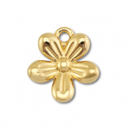 Roestvrij stalen (RVS) Stainless steel bedels bloem Gold