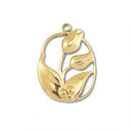 Roestvrij stalen (RVS) Stainless steel bedels tulpen Gold