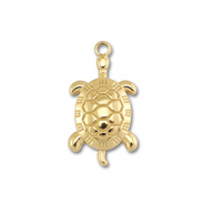 Roestvrij stalen (RVS) Stainless steel bedels schildpad Gold