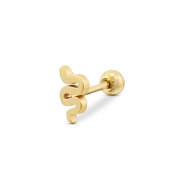 Roestvrij stalen (RVS) Stainless steel oorpiercing slang Gold