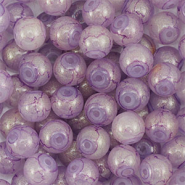 8 mm glaskralen met glitters Purple-gold