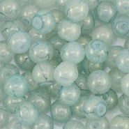 6 mm glaskralen met glitters Greenish grey-gold