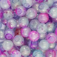 4 mm glaskralen met glitters Multicolour purple-gold