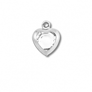 Roestvrij stalen (RVS) Stainless steel bedels hart Silver-transparent