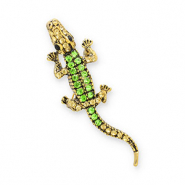 Broches krokodil Gold-green-black