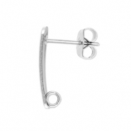 Roestvrij stalen (RVS) Stainless steel onderdelen oorbellen / oorstekers langwerpig met oogje Silver