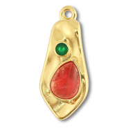 Bedels DQ metaal irregular Goud (nikkelvrij)-red-green