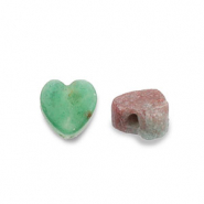 Natuursteen kralen kwarts hart Dark green