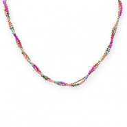 Roestvrij stalen (RVS) Stainless steel kettingen top facet kralen Gold-multicolour