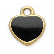 Roestvrij stalen (RVS) Stainless steel bedels hart Gold-black