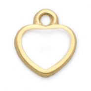 Roestvrij stalen (RVS) Stainless steel bedels hart Gold-white