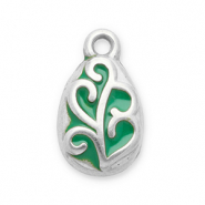 Roestvrij stalen (RVS) Stainless steel bedels blad Silver-green